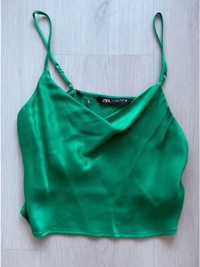 Zara Green Satin Tank Size S, New with Tags!